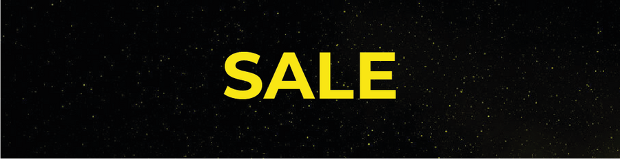 gelber SALE Schriftzug auf gelbem Galaxy Hintergrund