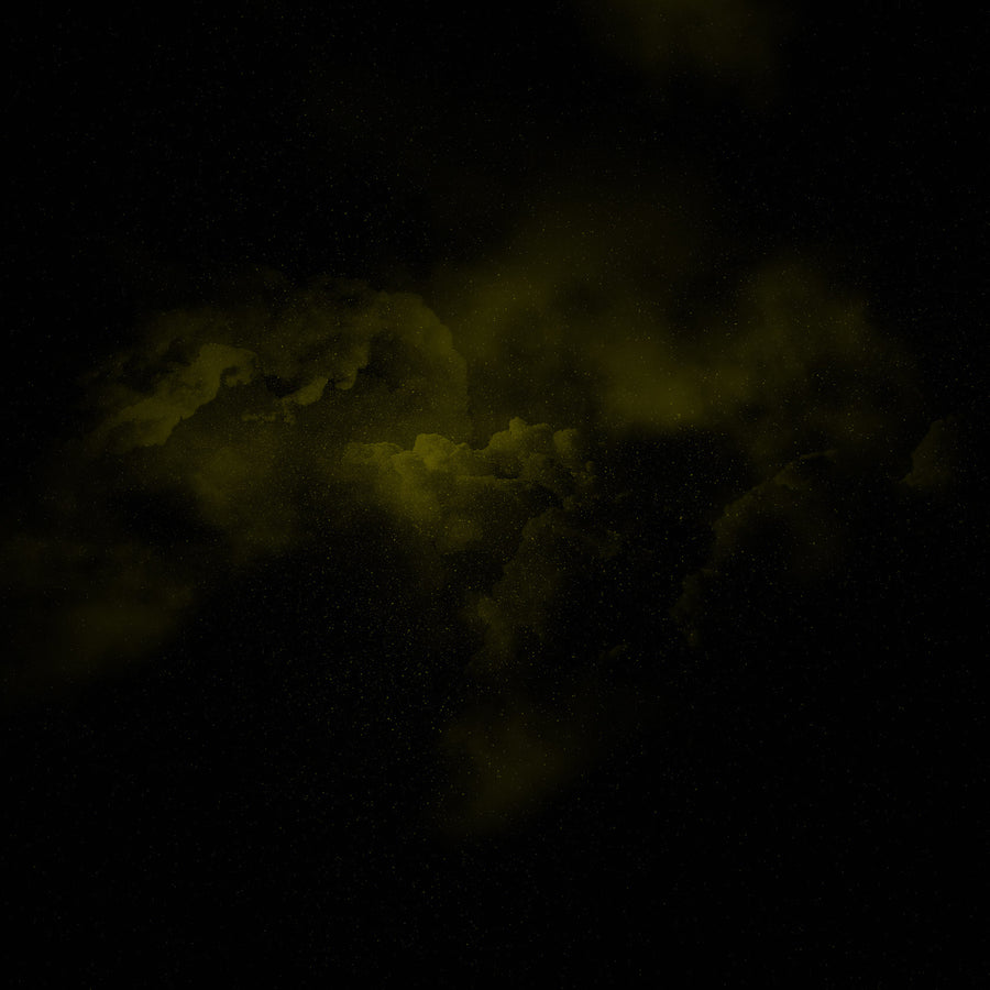 Gelbe Sterne mit gelben Wolken auf schwarzen Hintergrund